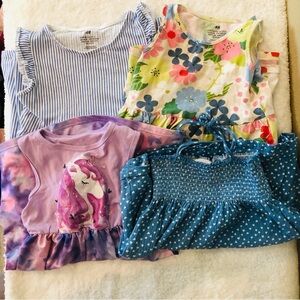 Toddler Girls 5-6Y Summer Cotton Sleeveless Dress Bundle 4pcs (2H&M, Zara,Shein)